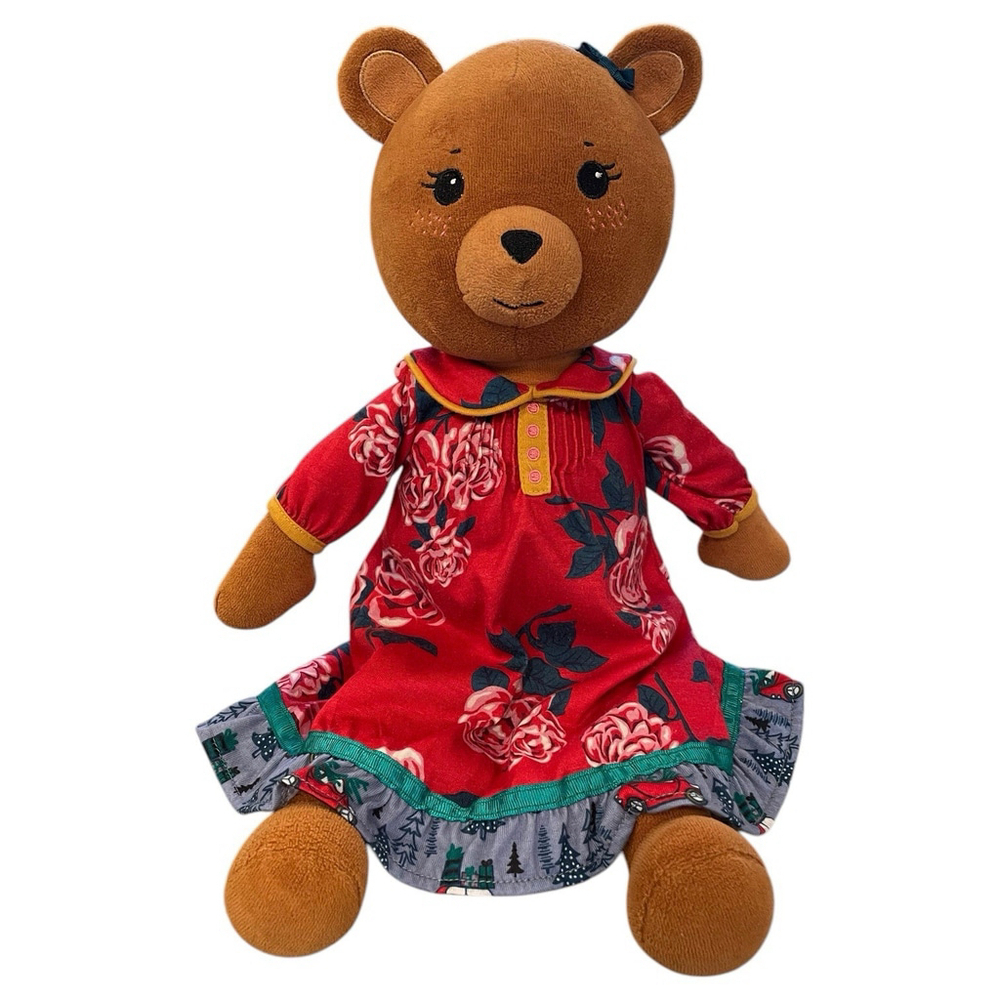 Matilda Jane Brave Bear Plush Doll Floral Christmas Dress Nightgown Promo 18"